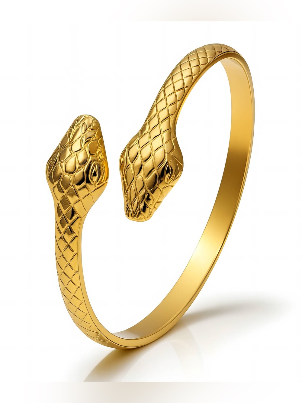 18K Gold Plated Stainless Steel Snake Head Wrap Bracelet - Women Jewelry - NWT